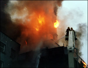 Brandbekämpfung im Rathaus 1985