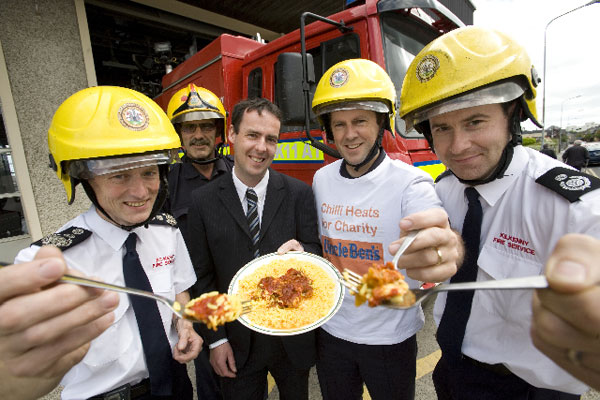 Firemen tast Uncle Bens Chilli Con Carne