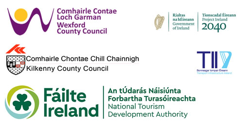 Logos Rialtas na hÉireann, Comhairle Contae Loch Garman, Comhairle Contae Chill Chainnigh, Bonneagar Iompair Éireann & Bord Fáilte