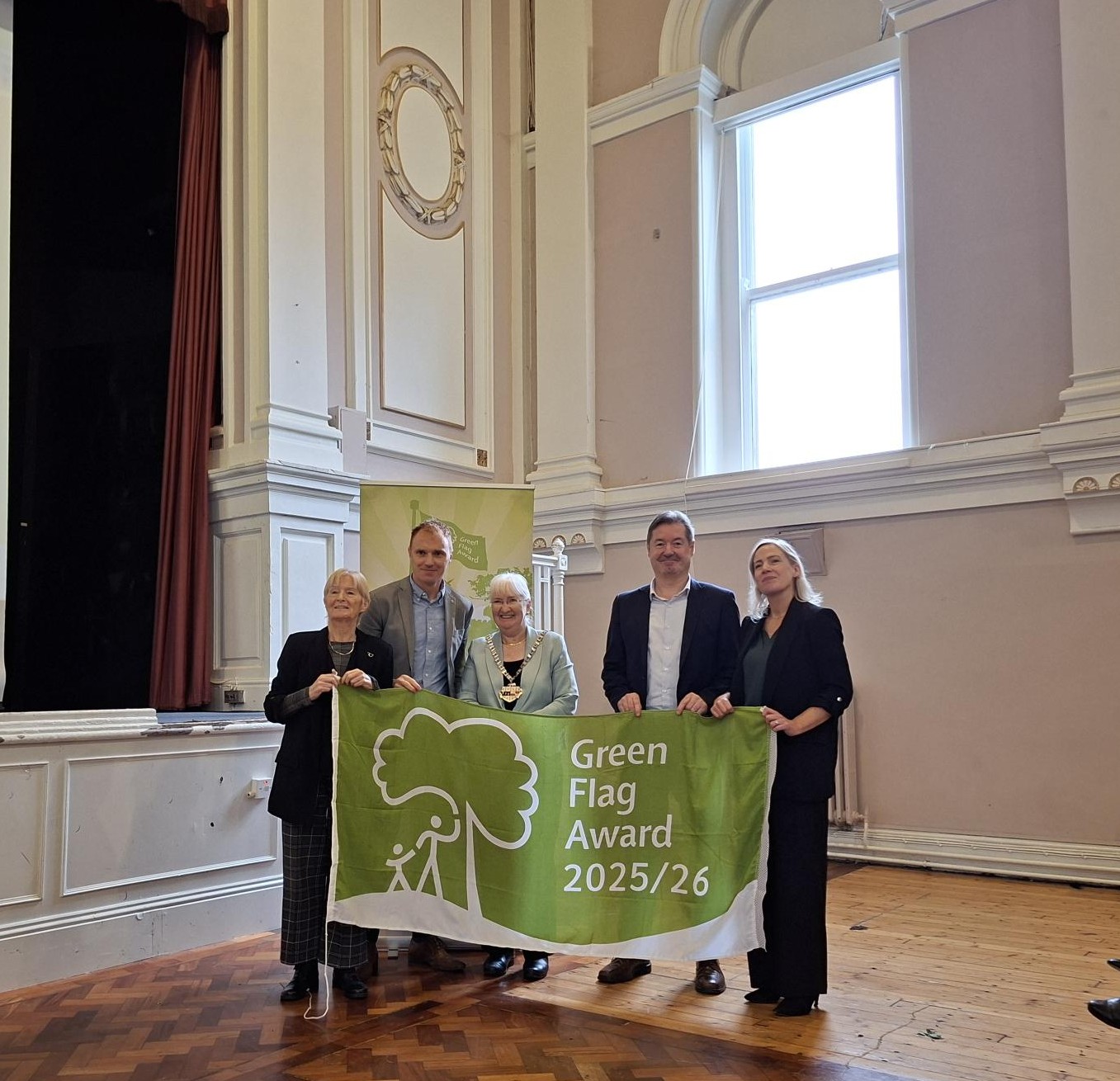 Terri Morrissey (Chairperson, An Taisce), Thomas Moore (KCC), Cllr. Mary Hilda Cavanagh (Cathaoirleach of Kilkenny County Council), Frank Stafford (KCC), Cathy Baxter (An Taisce). Photo-2