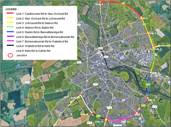 Kilkenny Ring Road Colour Coded Link Map