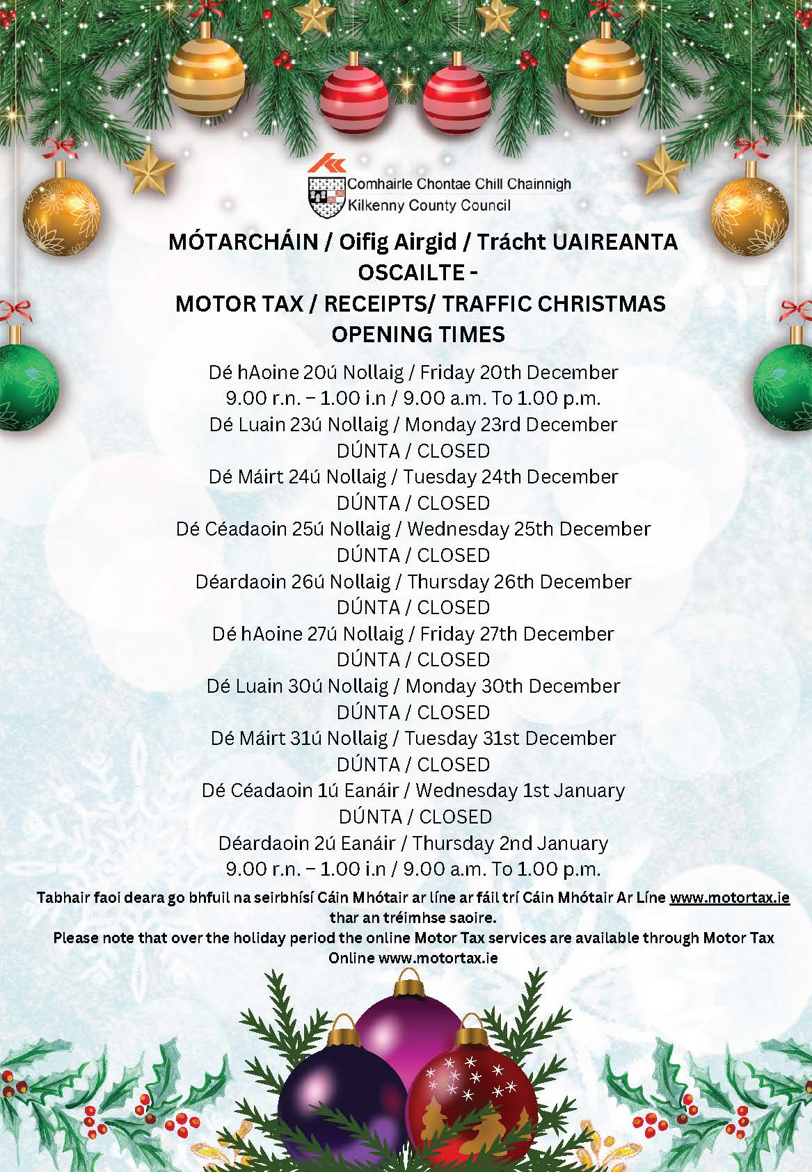 Motor-Tax-Opening-Hours-Xmas-2024